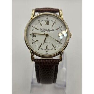 Perry Ellis Men's Analog 33mm Watch. New Band + Battery.